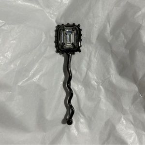 Vintage Karl Lagerfeld Curved Diamond Brooch 3.75”